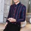Men's British Long-sleeved Shirt Men's Fashion Casual Slim Vertical Striped Men's Shirt