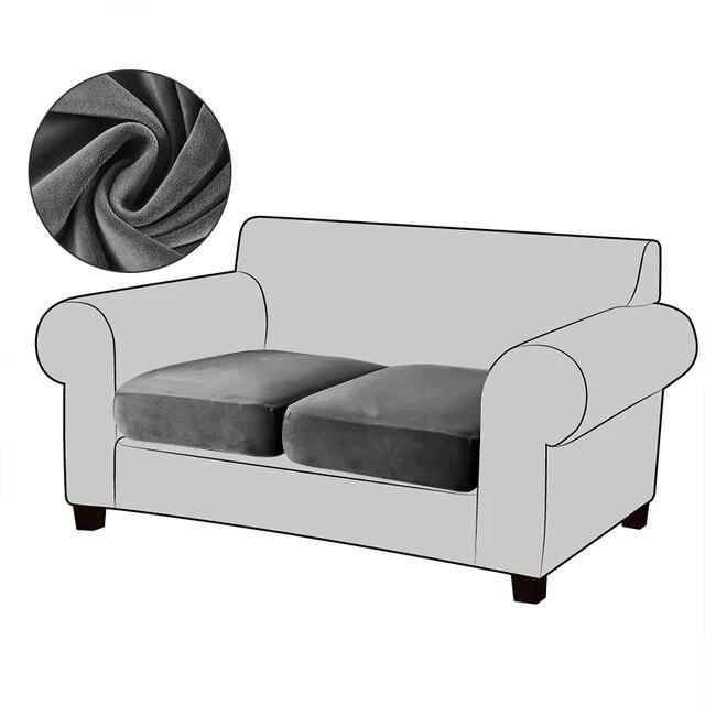 White Velvet Sofa Seat Cushion Cover Elastic for Living Room Corner Couch Cover Stretch Sofas Case Seat Slipcover 1/2/3/4 Seater