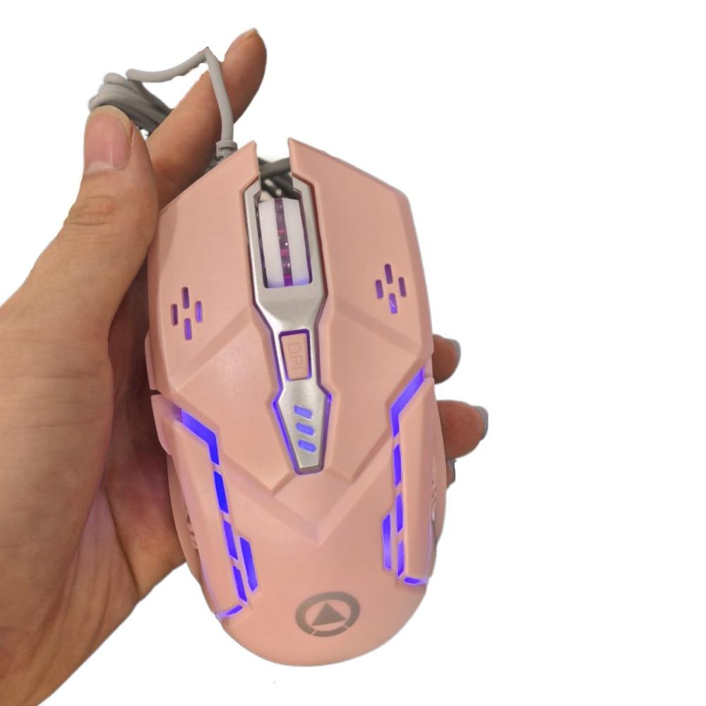 

Ергономічна USB миша з підсвічуванням, комп ютерна миша, плавна дротова миша, офіс, дім pink with sound