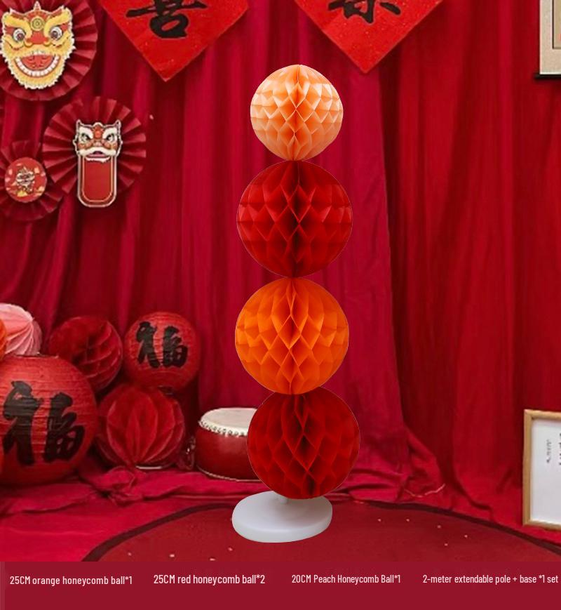 Chinese New Year Lantern Honeycomb Ball Decoration for Birthday and Photo Props