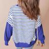 JPNTKY Dámská móda Ležérní Podzim Zima Pruhovaný potisk Dlouhý rukáv POLO Límec Trička a Topy s dlouhým rukávem