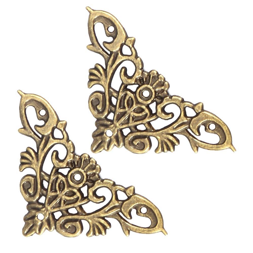 12pcs Metal Hollow Shape Corner Antique Style Edge Protector Home & Office Daily Supplies