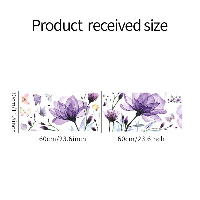 Romantic Purple Flowers Butterfly Bedroom Living Room Home Beautification Decorative Wall Stickers Room Decal