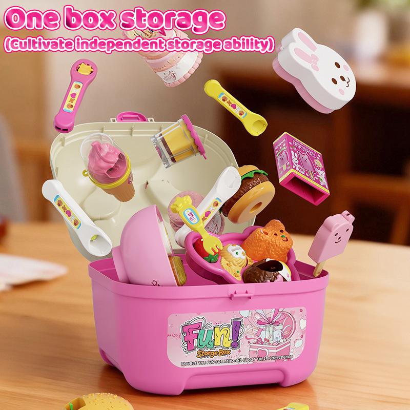 Simulation Food Feeding Toys With Storage Box Bento Hamburger Ice Cream Food Toy Set Dollhouse Kitchen Toys Kid Birthday Gifts