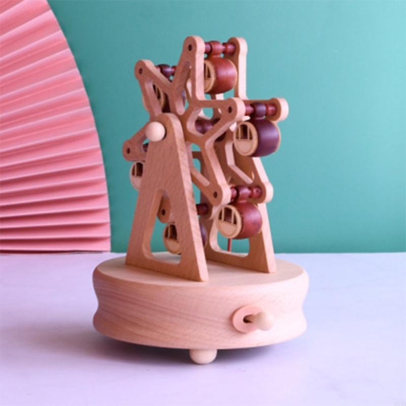KX4B Romantic Rotating Wooden Music Box Handcraft Collection Home Decorations Christmas Valentine's Day Birthday Gifts