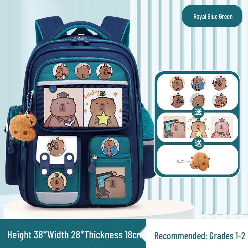 Kids' Lightweight Backpack with Spine Protection for Grades 1-6, Large Capacity, Ideal for Boys and Girls