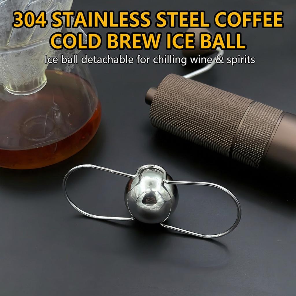 Espresso Cooling Ball with Holder Stainless Steel Coffee Cold Brew Ice Ball Espresso Accessories Extract Brew Chilling Tool