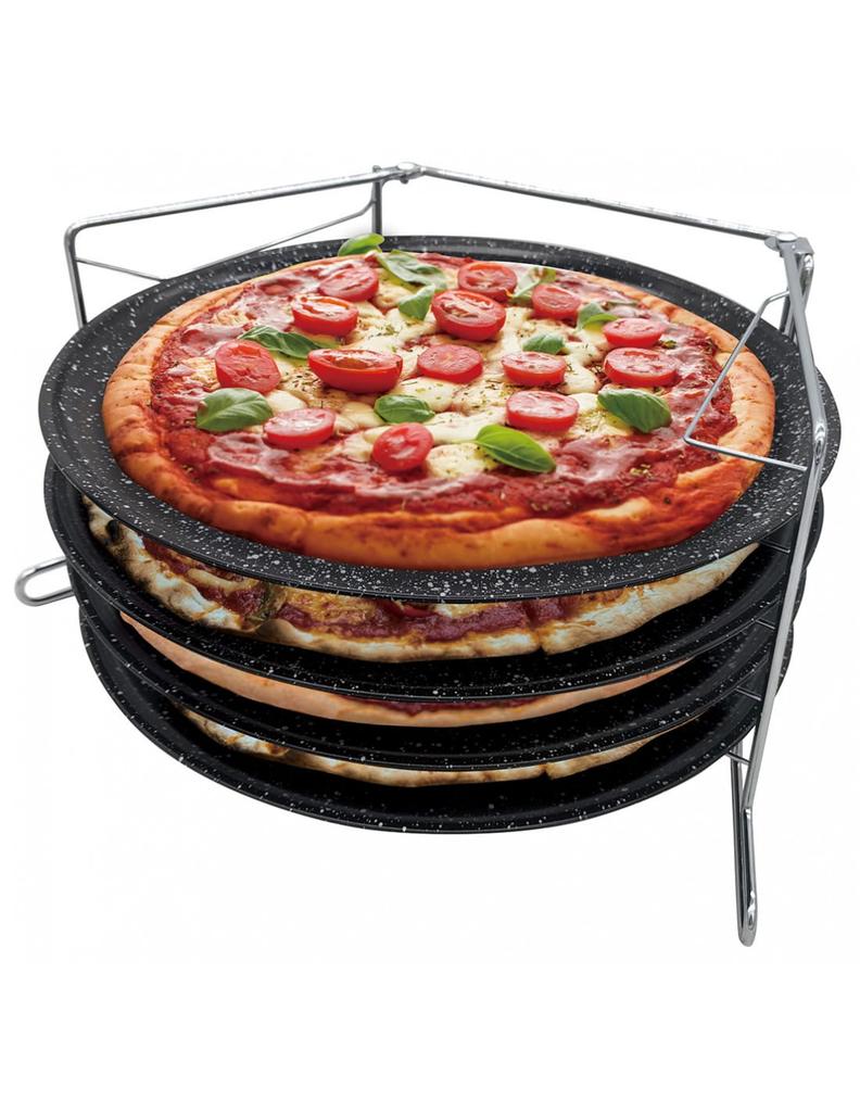 Zestaw 4 form do pizzy 32cm ze stelażem KINGHOFF KH-1553