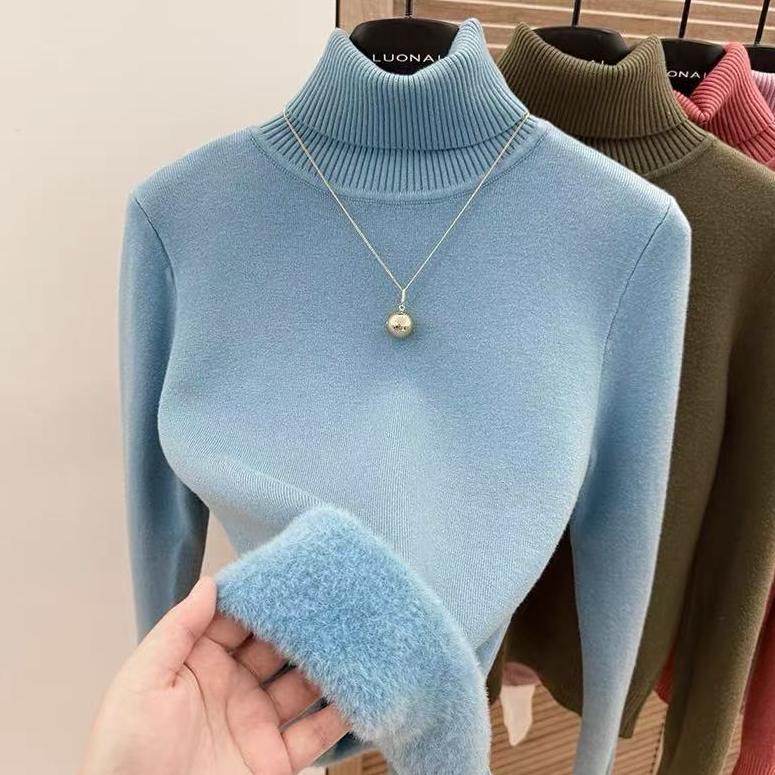 Turtle Neck Winter Sweater Women Elegant Thick Warm Female Knitted Pullover Loose Basic Knitwear Jumper