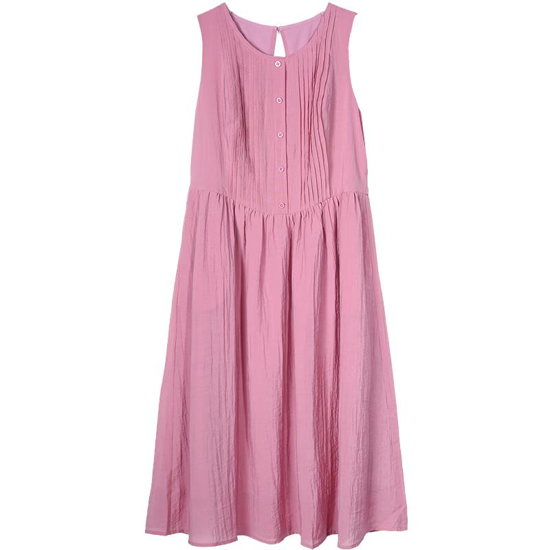 Betu Women s Sleeveless Pleated Faux Linen Dress L