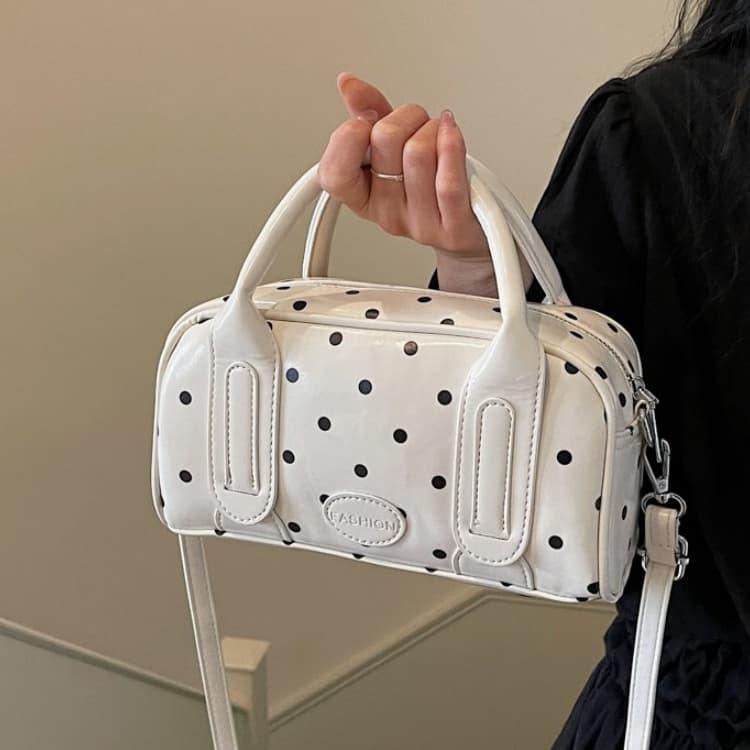 Patent Leather Polka Dot Boston Bag Women's Tote Shoulder Bag