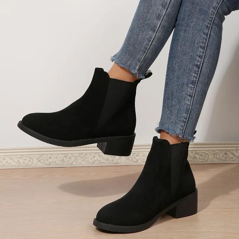 Fashion 2025 Hot Sale Ladies Shoes Slip-on Women's Boots Fashion Round Toe Modern Boots Women New Comfortable Best Seller Ankle Boots