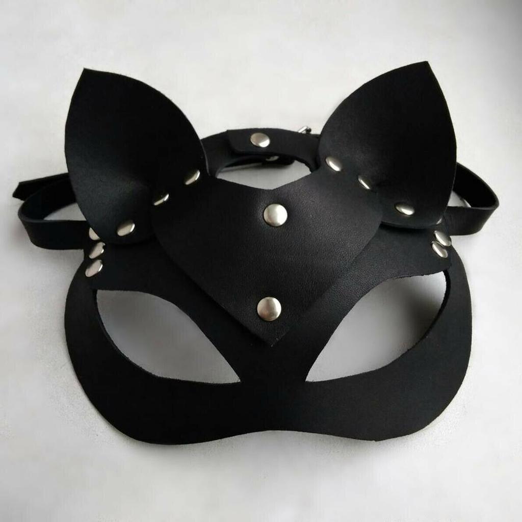 Erotic Faux Leather Masks Catwomen Rivets Mask Roleplay Masquerade Party Costume