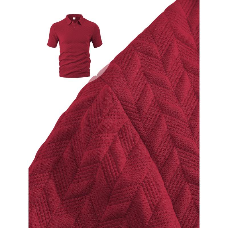 Men Jacquard Fabric Polo Shirt Summer Thin Breathable Moisture Wicking Short Sleeve T Shirt