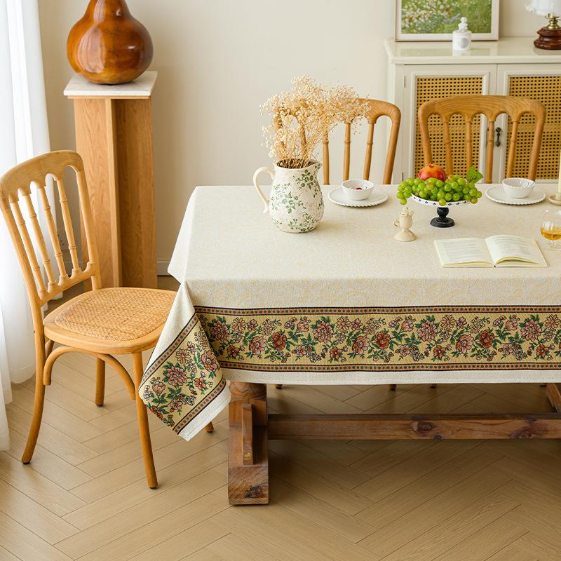 Thick Cotton Linen American Country Farmhouse Style Rectangular Tablecloth