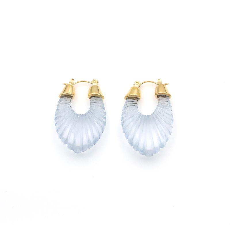 Special For Niche Retro Transparent Resin Earrings, High-End Fashion Transparent Color V-Shaped Ear Buckles