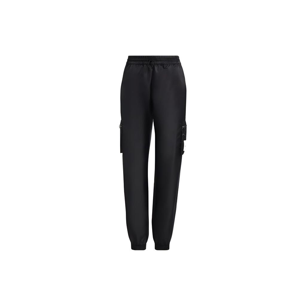 adidas Originals Trefoil Solid Color Pocket Logo Joggers With Drawstring Cuffs Women Bottoms Black HL9067