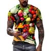Camiseta com Estampa Digital 3D Adolescente Masculino Manga Curta Versátil Respirável
