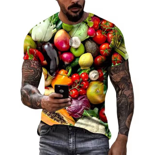 Camiseta com Estampa Digital 3D Adolescente Masculino Manga Curta Versátil Respirável