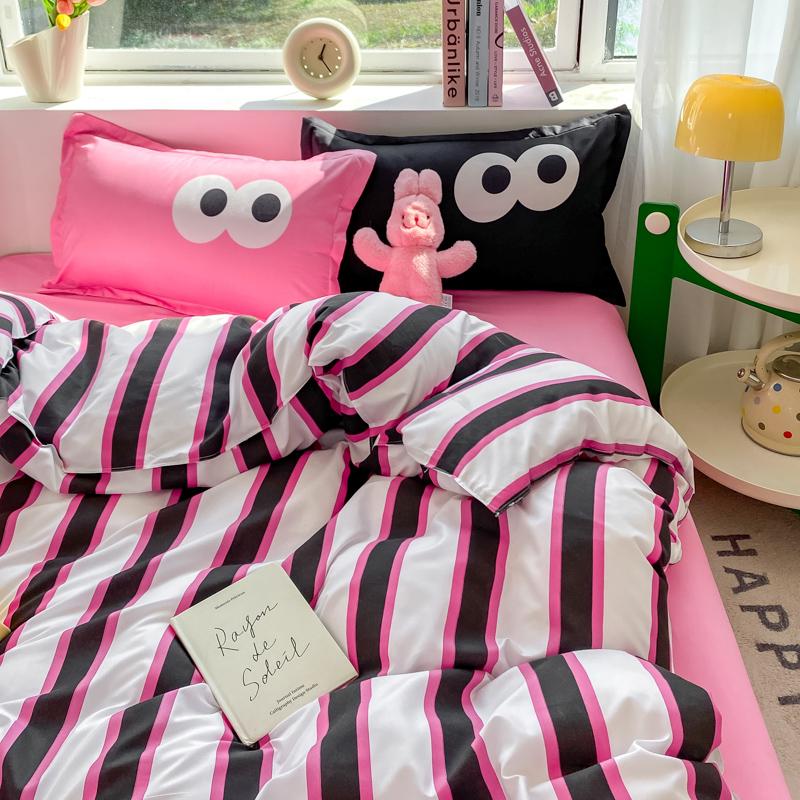 Nordic Sling Bed 150 Bedding Sets Stripes Duvet Cover Set Quilt Cover Bed Sheet Quilt Sets Queen Size INS Blogger Comforter Sets