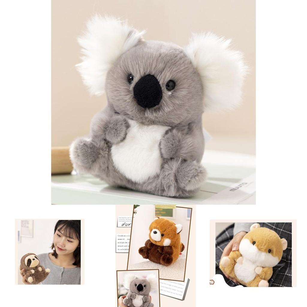 Adorable Animal Plush Toys Panda, Koala, Sloth, Hamster, Alpaca, Dinosaur, Short Plush Fabric, Pp Cotton Filling, Room Decor, Kids Gift