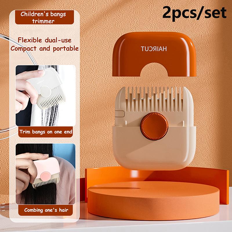 

1/2 шт. Расческа 2 в 1 для стрижки и укладки детских волос, для подравнивания челки и секущихся кончиков, триммер для челки, ручная портативная детская машинка для стрижки волос оранжевый