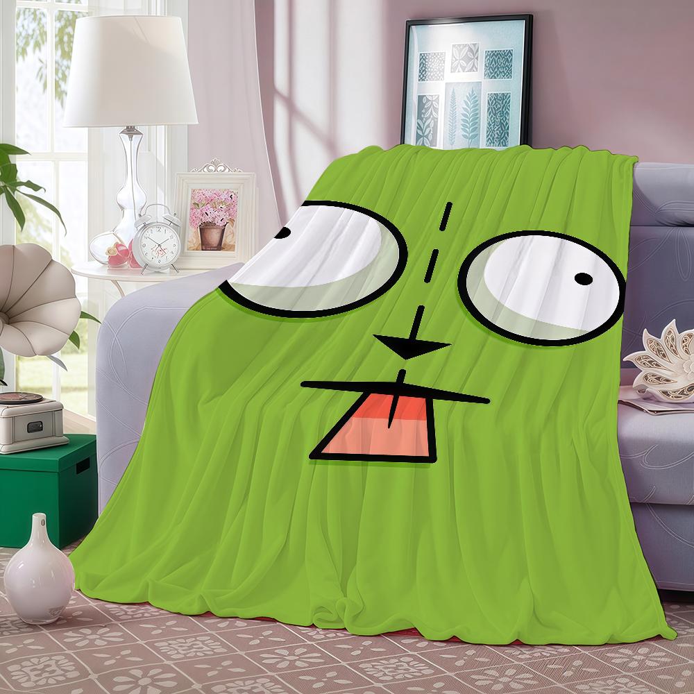 АНIME I-invader Z-zim Плед Теплый И Мягкий Подходит Для Спальни Гостиной Дивана-кровати Офиса Путешествий Кемпинга 30x40in