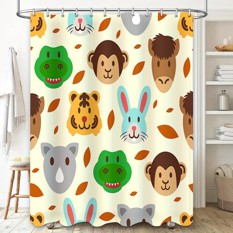 Animal Pattern Shower Curtain Fabric Waterproof Home Decor Bathroom Liner Set For Kitchen Multicolor (84X72 Inches)