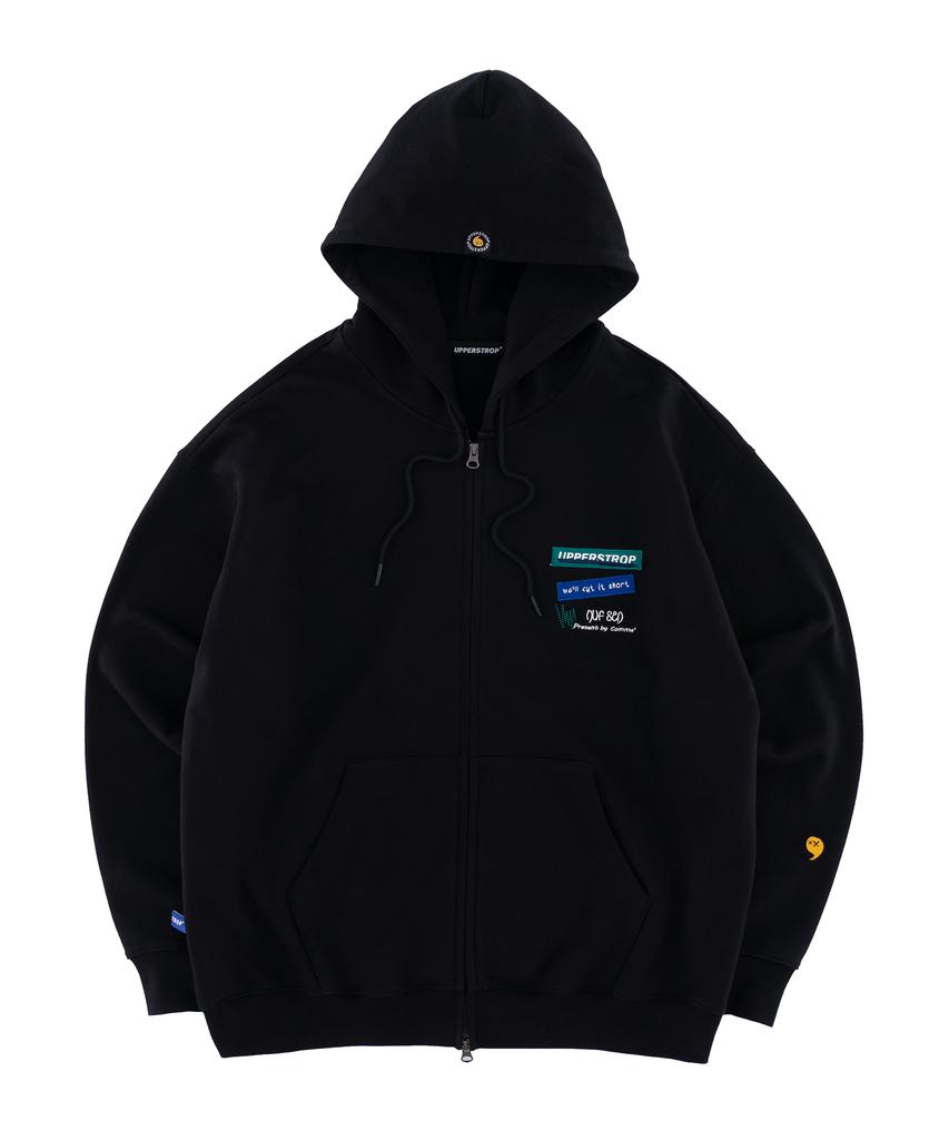 Upperstrop [Up9014] Lettering Graphic Hoodie Zip-Up Black
