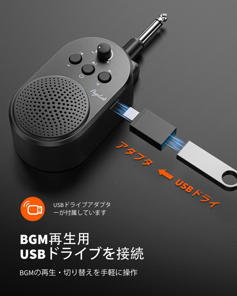 POGOLAB Elektrische Gitarre Kompakter Mini-Verstärker mit USB-Begleitung Einstellbar Kompatibel mit Elektrischem und EWI-Verstärker, Bluetooth, Wiederaufladbar,