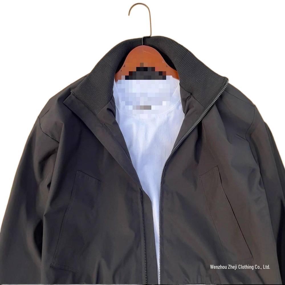 Men's Stand-Up Collar Bomber Jacket - Spring/Autumn Cleanfit Silhouette with High Street Baseball Style.