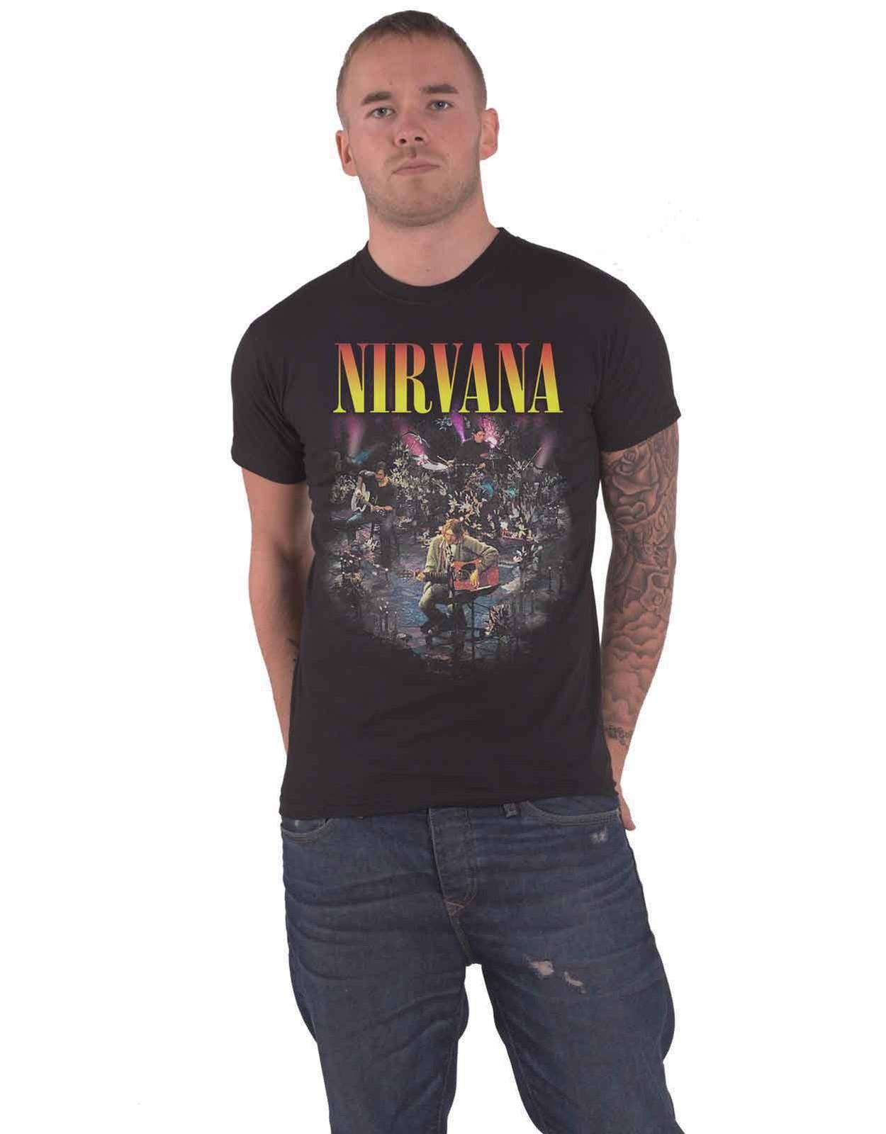 Nirvana T-shirt Unplugged Photo Band Logo new Official Mens Black S S