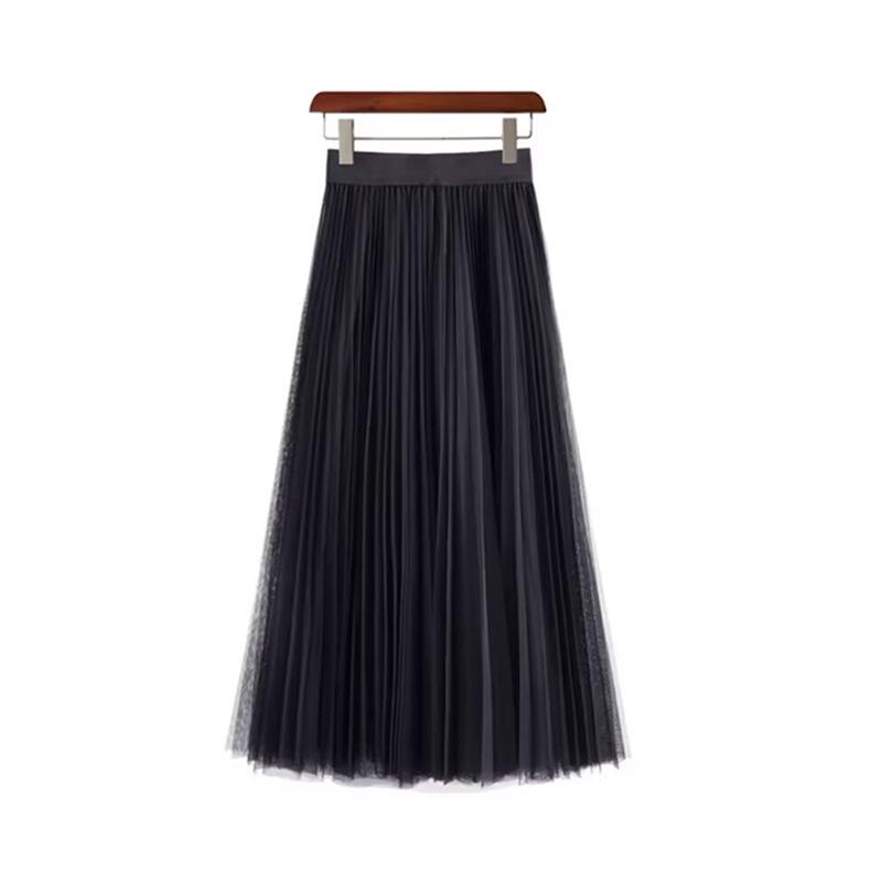 Round Versatile Three-Layer Mesh Pleated Long Skirt for Women - 6-Meter Wide Hem, 2026 Spring/Summer Collection