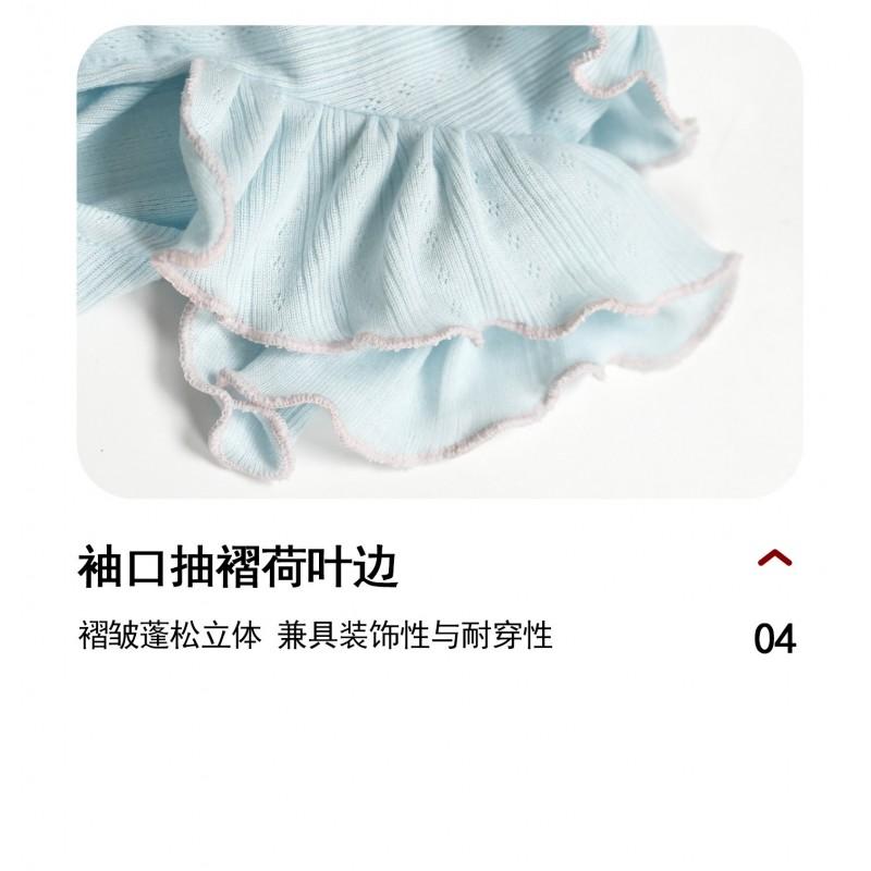 Pet Cotton Blouse With Ruffled Hem Bow Detail Lightweight Cat Top Sleeveless