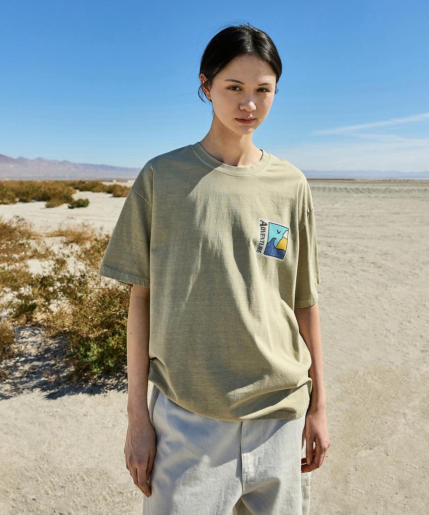 Peullukeu Mountain Adventure Crack Short Sleeve T-Shirt Beige Fst736