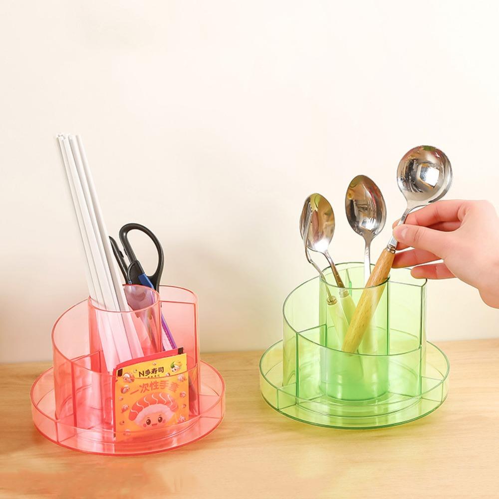 Simple Makeup Brushes Holder 360°Rotating Stationery Organizer Pen Storage Box  Tabletop Storage