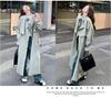 Women's Korean-Style Gray-Green Windbreaker Jacket, Autumn 2024 High-End Mid-Length Coat