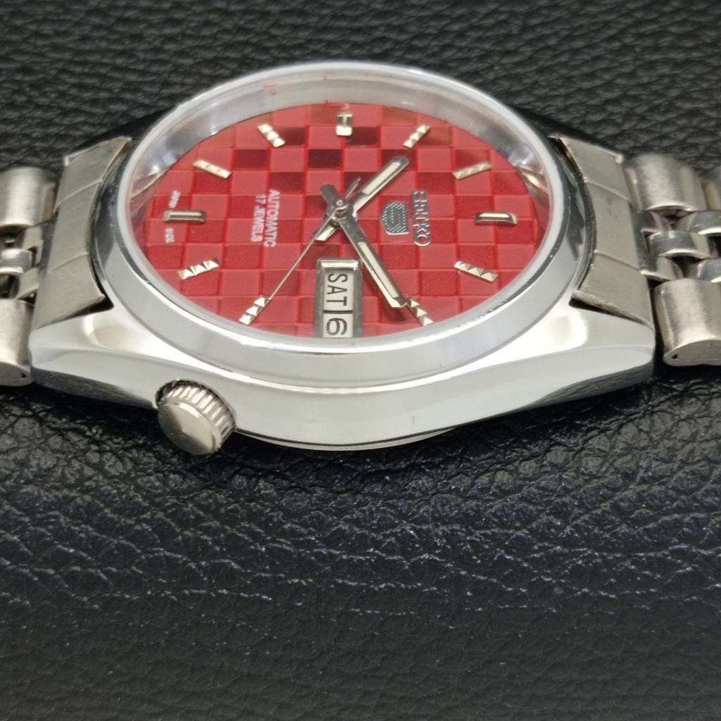 REFURBISHED SEIKO 5 AUTOMATIC MENS WATCH JAPAN MADE RED DIAL CUSTOM A440133-2 QV90-a440133
