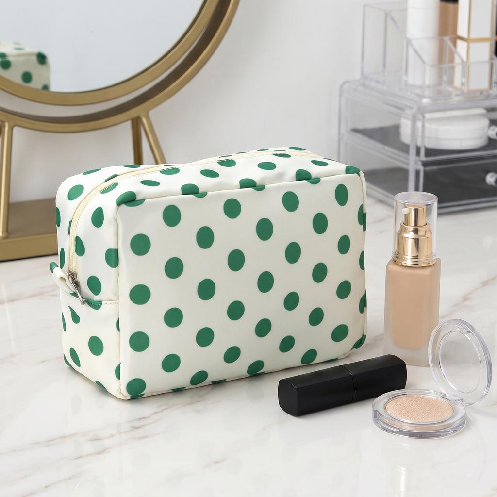 Women Dot Pattern Cosmetic Storage Bags Large Capacity Portable Toiletry Organizer Lightweight Daily Office Cosmetic Organizers