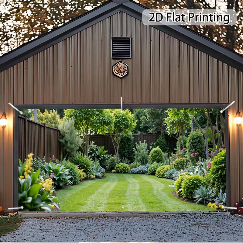 2D Green Plants and Flowers Backdrop 2D Flat Print for House and Backyard Events