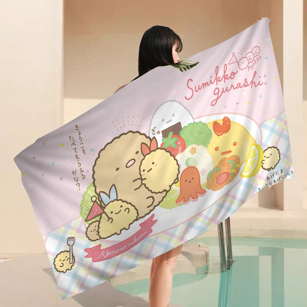 Sumikko Gurashi Beach Towel Cartoon Cute Summer Kids Large Bath Pool Beach Towel Microfiber Absorbent for Swimming Travel