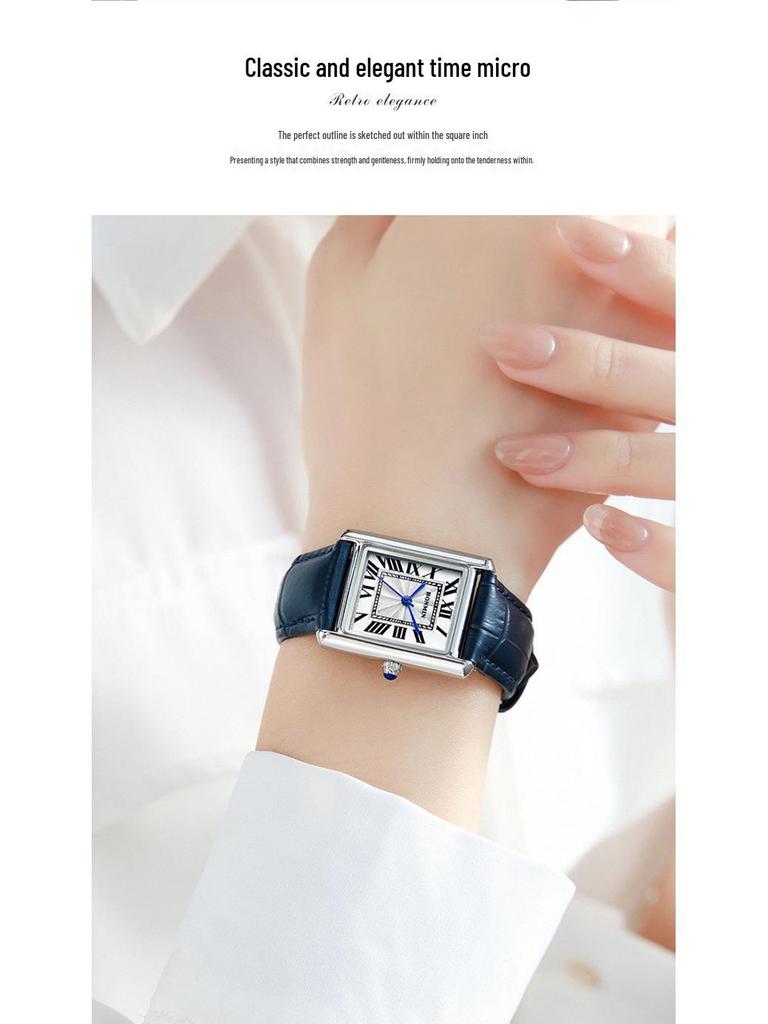 Leather Strap Square Quartz Couple Watches: Waterproof, Simple, Fashionable Design for Men and Women