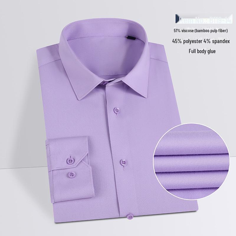 Men's Plus Size Long-Sleeve Bamboo Fiber Shirt - Breathable & Draped for Spring and Autumn