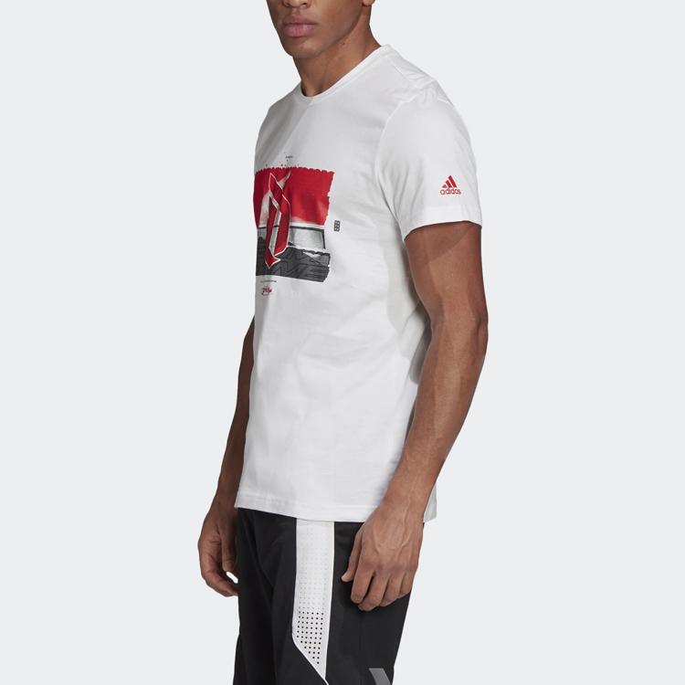 Adidas T Shirts Men's White Crew Neck Moderate Straight Fit GD6598