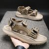 2025 Summer Open-toed Sandals Soft-soled Velcro Casual Men's Shoes Breathable, Light and Non-slip Beach Shoes One Piece 2025
