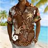 Men's Tropical Floral Print Short Sleeve Shirt, Spring Summer Beach Vacation Casual  Top