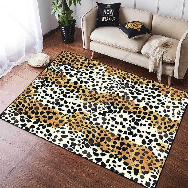 Abstract Style Leopard Soft Carpet Living Room Decoration Homesofa Area Large Sofa Side Rugs Non-slip Bedroom Floor Mat Washable