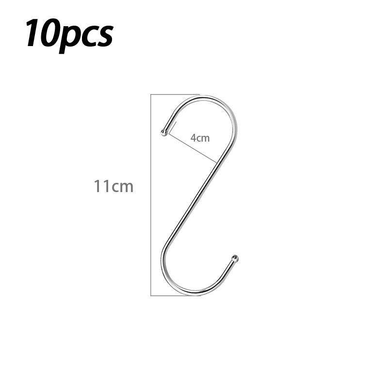 10Pcs Stainless Steel Metal S-Shaped Hooks Multi-Purpose Clothing Hanging Hooks