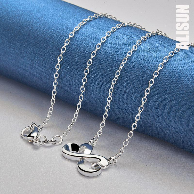 925 Sterling Silver Double Heart Size 8 Pendant Necklace Fashionable Wedding Jewelry