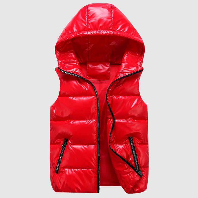 Autumn Winter Clothing Hoodies Men's Sleeveless Jacket Reflective Silver Colorful Down Jacket Casual Hooded Coat Vest  For Men Vest Clothing
